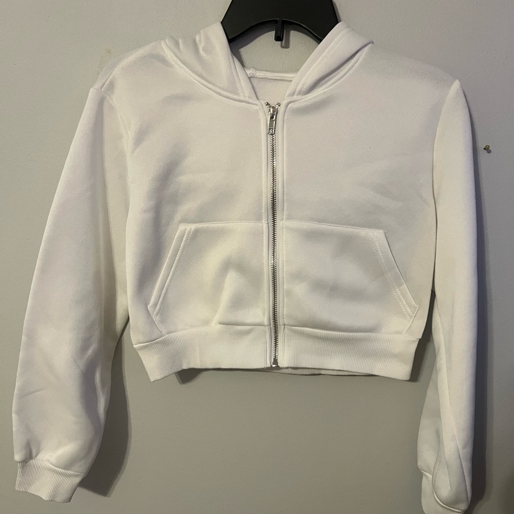 Amazon Essentials Women's White Zip-Up Hoodie